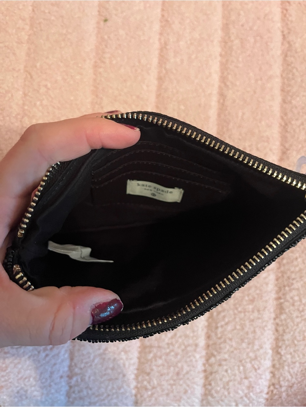 kate spade black zip pouch with gold zipper - Picture 3 of 3